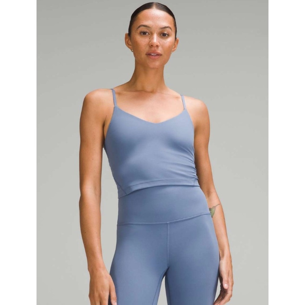Lululemon Align Cropped Cami Tank Womens Size 6 Blue Nulu Adjustable Strap Bra